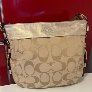 Coach Metallic Gold and Tan Hobo Bag